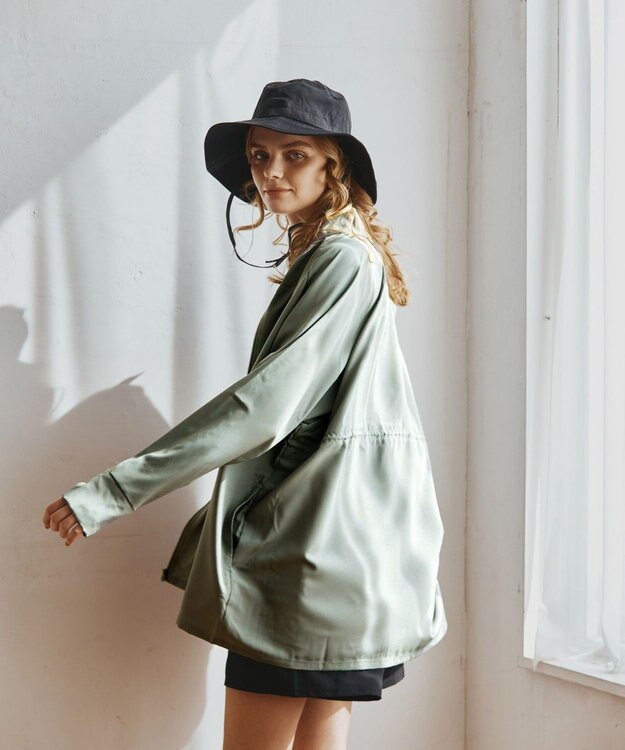 San-ai Resort（三愛水着楽園） 【WEB限定】5点セット バケットハット付きUVカット リブタンキニ+ラッシュガードセット水着【BeachQueen(ビーチクイーン）】 カーキー