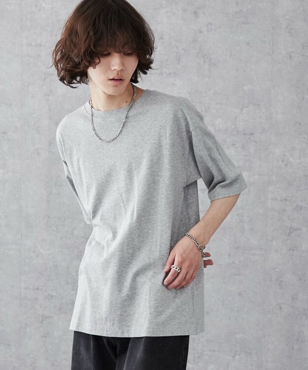 WEGO 【ユニセックス着用ITEM/綿100%/XSSMLサイズ展開】リラックスフィットコットンT 杢グレー