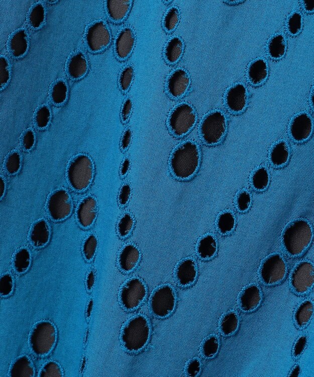 ICB 【洗える】 ヘリンボーンエンブロイダリー ワイドストレートパンツ ターコイズ系