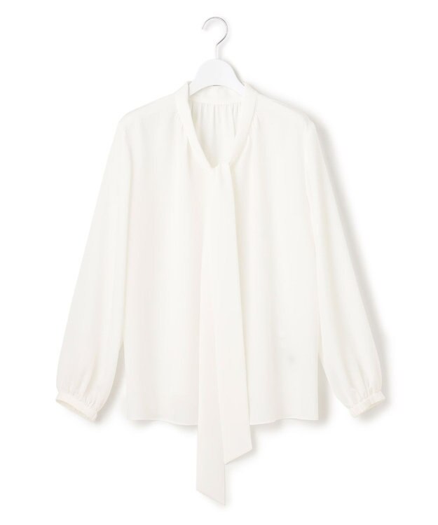 23区 L リボンディテール ギャザー ブラウス アイボリー