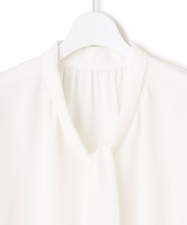 23区 L リボンディテール ギャザー ブラウス アイボリー