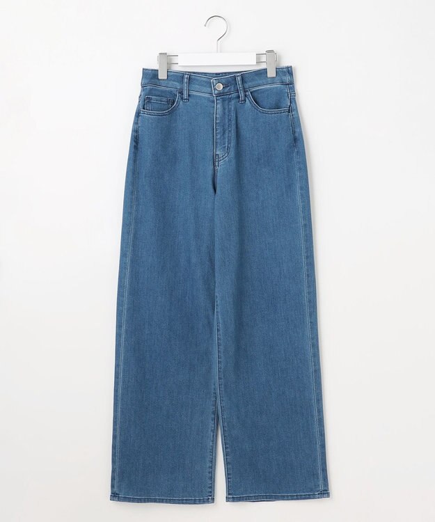 自由区 L 【19号サイズまで展開】ウスカルデニムワイドストレート パンツ ミッドインディゴ