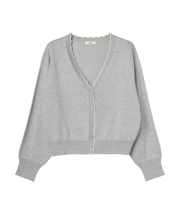earth music&ecology ちびスカラップカーディガン Light Gray