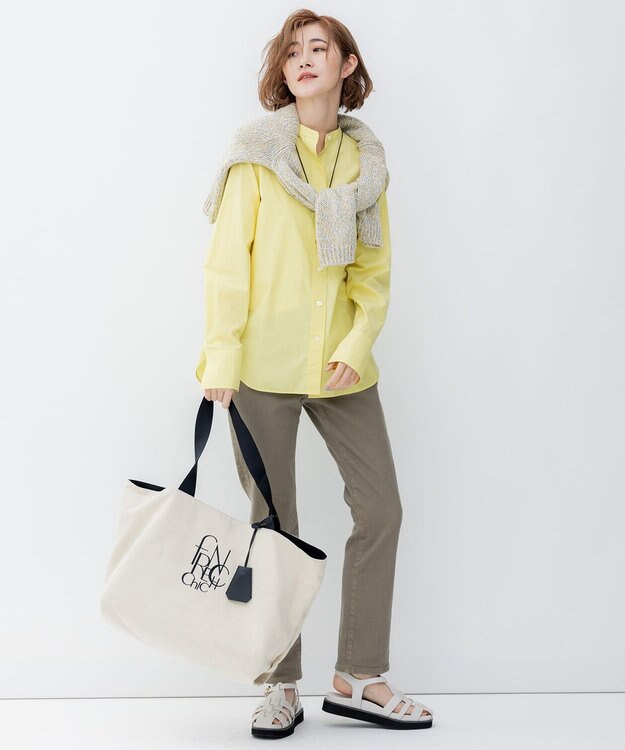 23区 S 【洗える】CANCLINI バンドカラー シャツ イエロー系