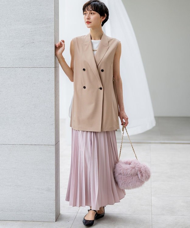 23区 L 【新色追加/洗える】コットンベアジャージー ノースリーブ Tシャツ ホワイト系