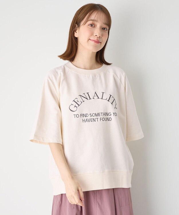 ANY L 【洗濯機可】刺繍ロゴミニ裏毛スウェット エクリュ