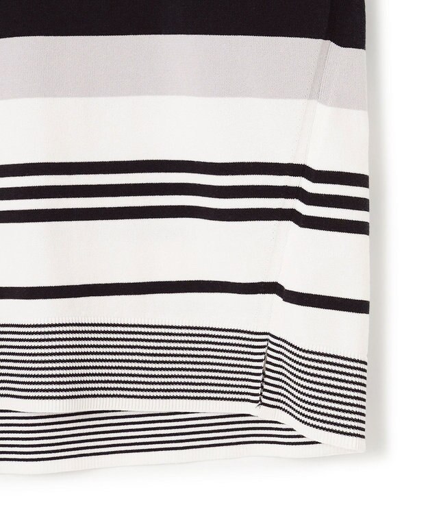 23区 【洗える】コットンポリエステルストレッチ オーバーサイズ ニット オフ×ネイビー