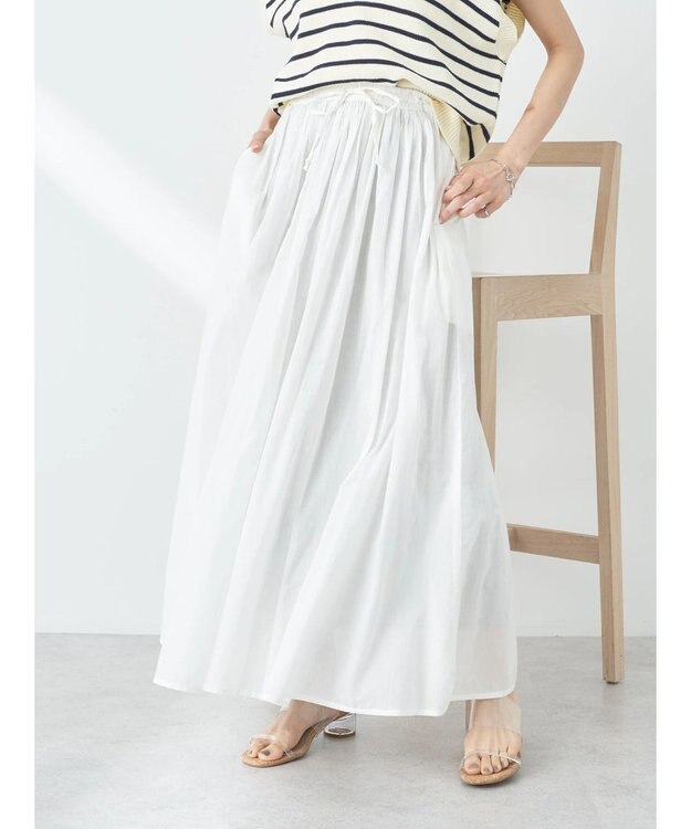 earth music&ecology コットンボイルボリュームスカート Off White