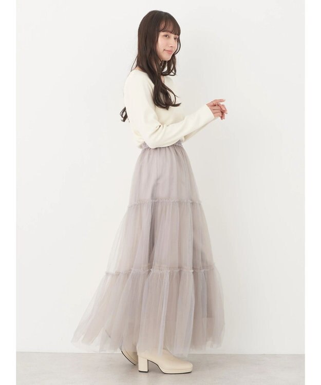 earth music&ecology マルチｗａｙチュールスカート Light Gray