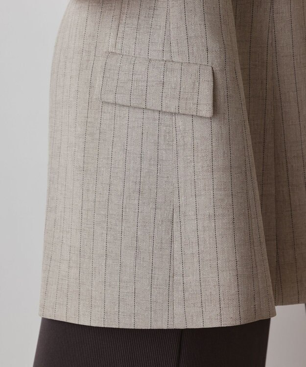 GRACE CONTINENTAL ストライプノーカラージレ ベージュ