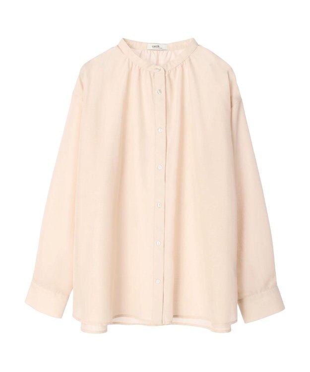 earth music&ecology シアーギャザーネックブラウス Beige
