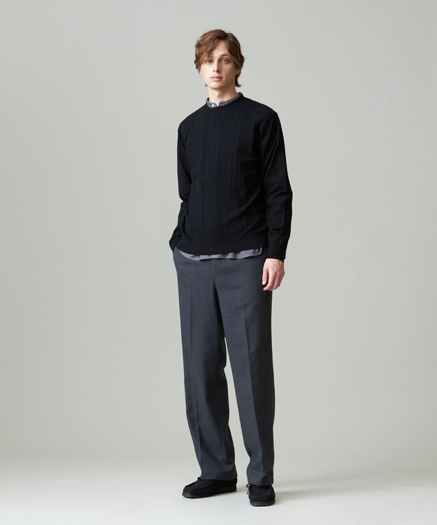 J.PRESS MEN 【ストレッチ性 / イージーケア】【FLEX YARN】クルーネックニット ブラック系