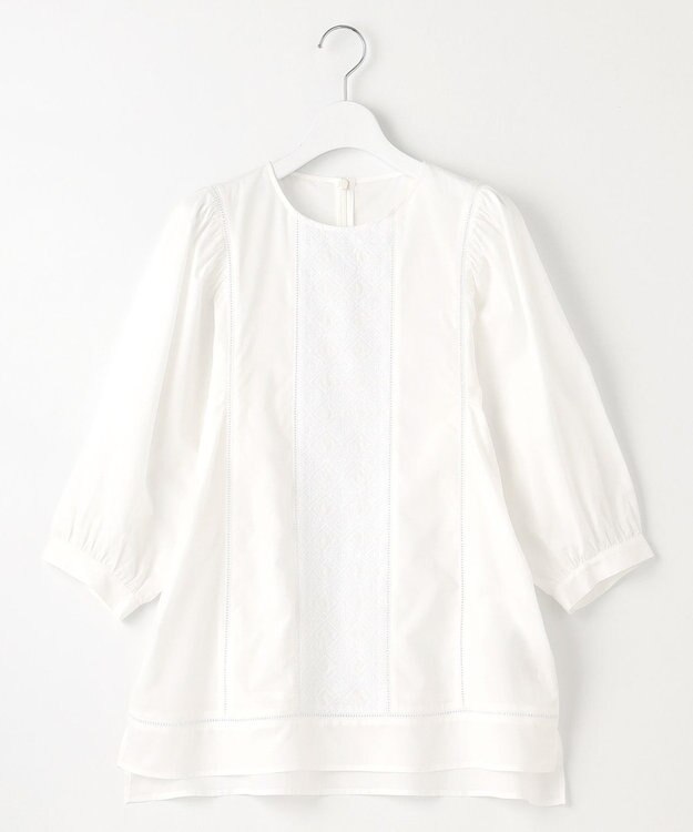 自由区 【洗える・XSサイズあり】ジオメトリックエンブロイダリー ブラウス アイボリー系