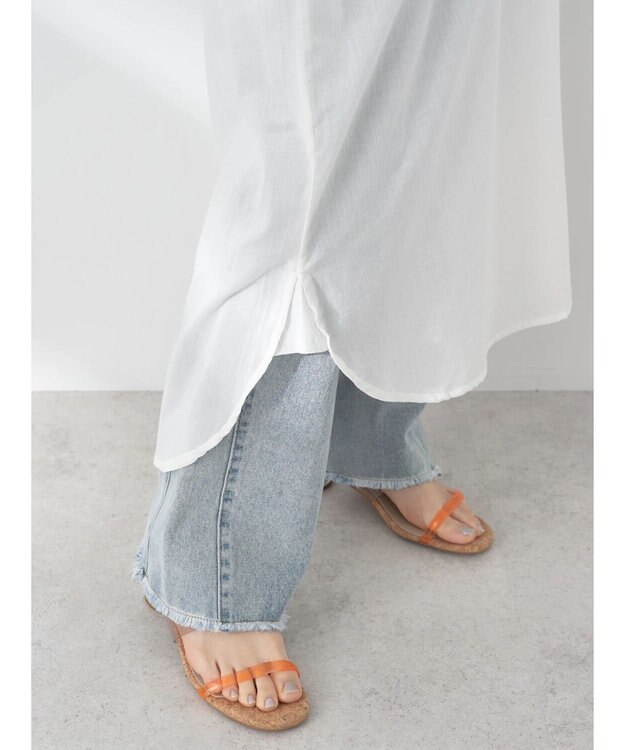 earth music&ecology コットンボイルギャザーワンピース Off White