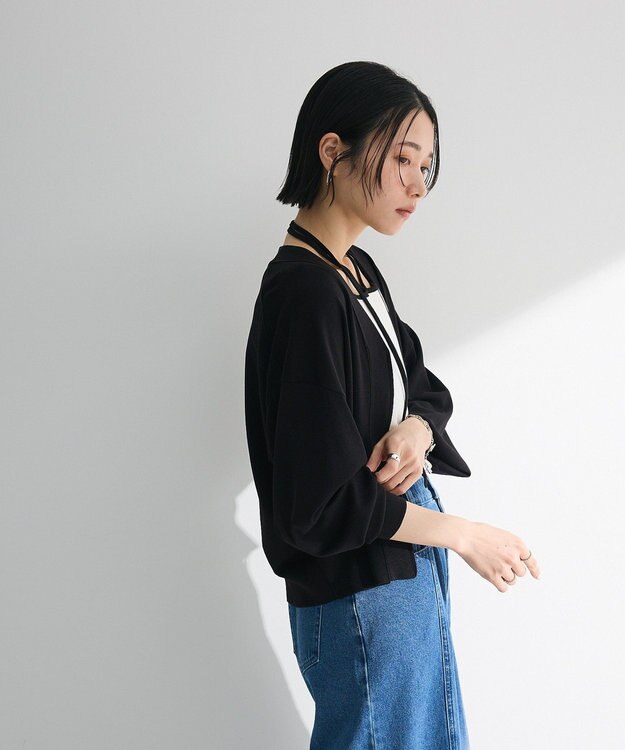 Green Parks フロントＺＩＰニットカーディガン Black