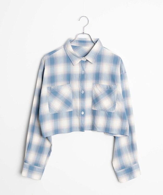 WEGO オンブレチェックショートシャツ ブルーチェック1