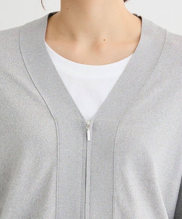 Green Parks フロントＺＩＰニットカーディガン Gray Mixture