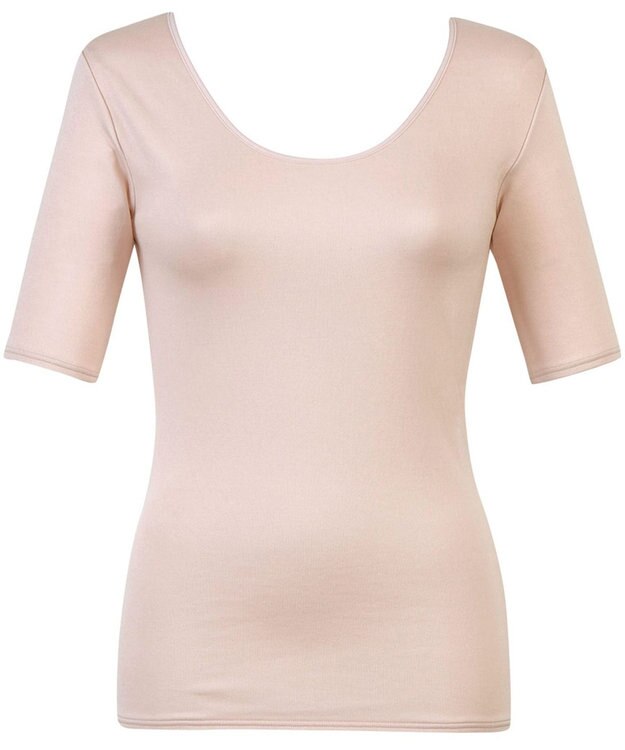 Wing あったかインナー 綿100％(肌側) 軽い シルクプロテイン加工 5分袖 半袖 秋 冬 EL2550 ウイング／ワコール ピーチ