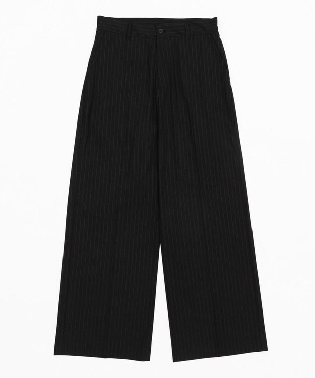 WEGO 【セットアップ対応】ワイドストレートスラックス ブラックストライプ