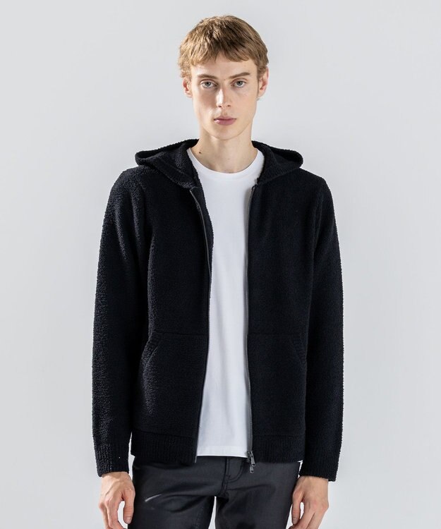 JOSEPH HOMME 【新素材】ジェントルフィットボア　ジップアップフーディー ブラック系