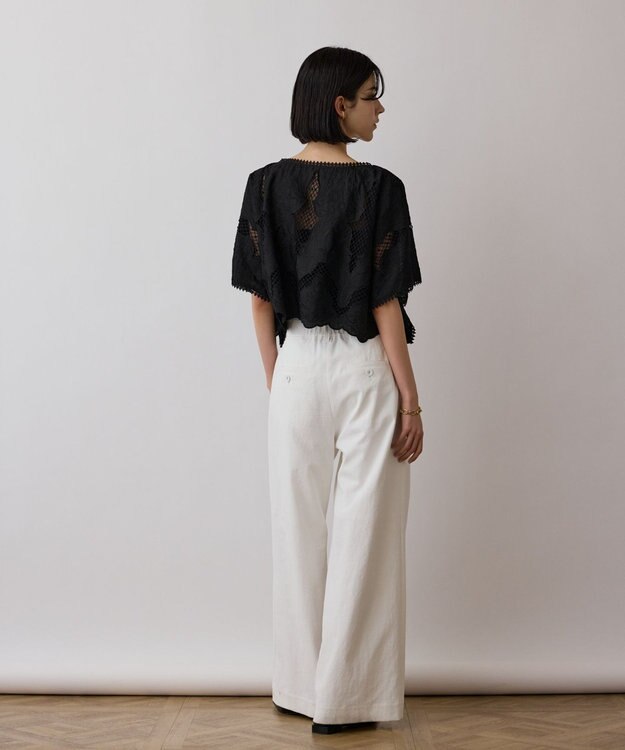 GRACE CONTINENTAL 刺繍ポンチョトップ ブラック