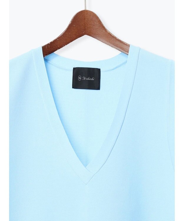 Te chichi Vネックニットベスト サックスブルー