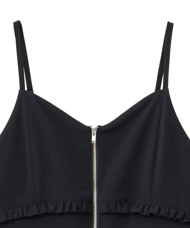 earth music&ecology ミニフリルフロントジップロンパース Black