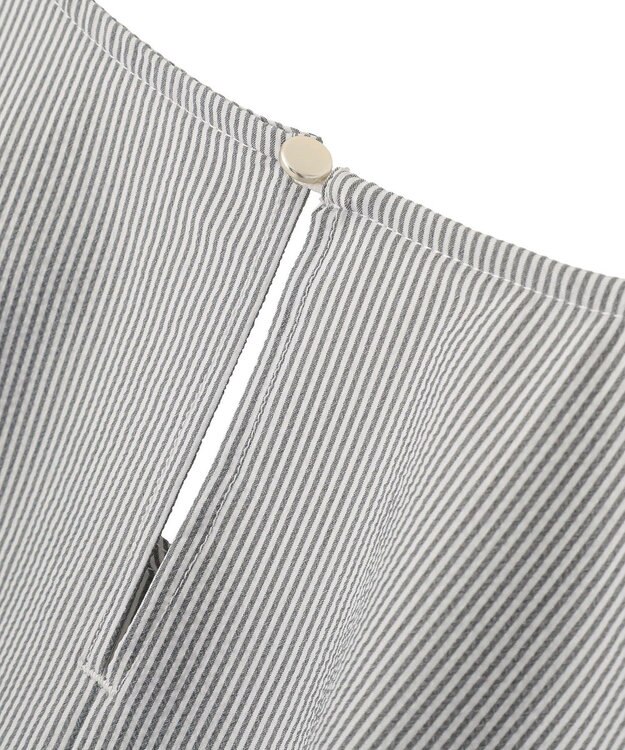 Green Parks 表面感裾タックブラウス Stripe