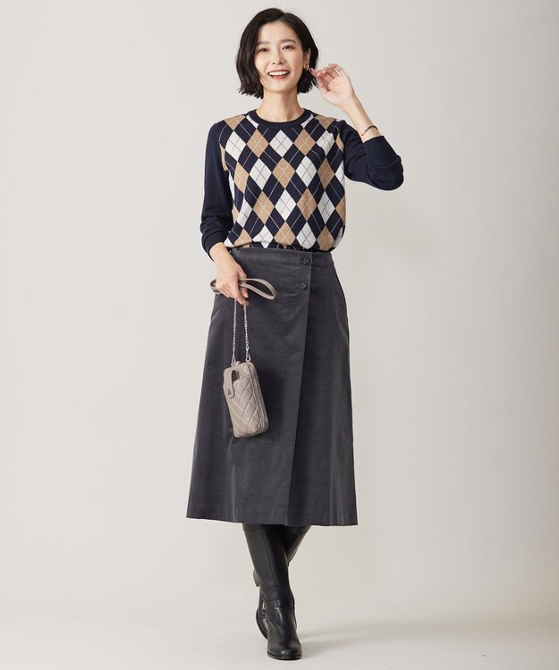 J.PRESS LADIES 【WEB限定カラーあり・洗える】アーガイルツイン ニット ネイビー系