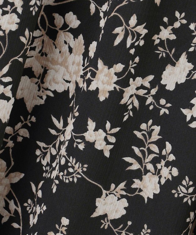 ANY SIS L 【洗える】シアーパターン ワンピース ブラック花柄