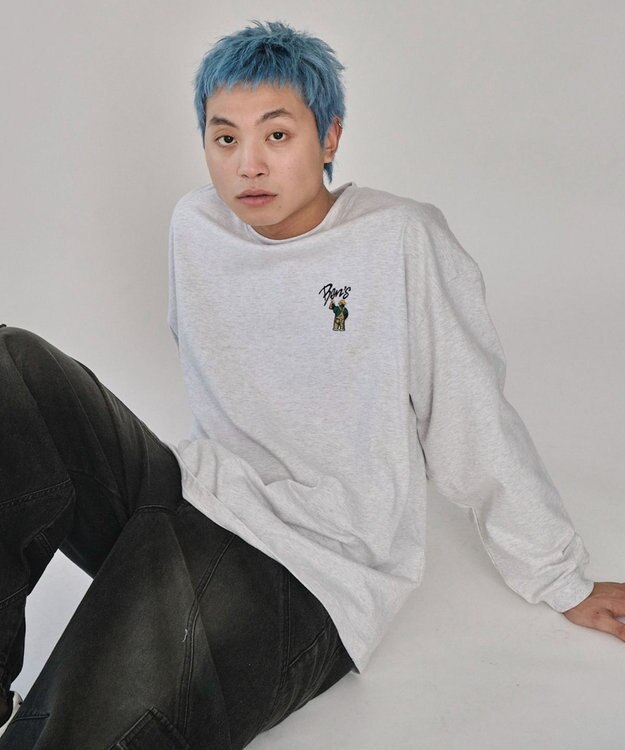 WEGO 【ユニセックス着用ITEM】別注BENDAVISワンポイントT（LS） アッシュグレー