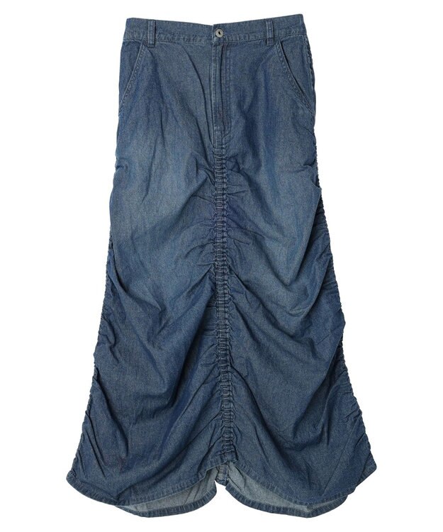 Green Parks ・ＳＵＧＡＲ　ＳＰＯＯＮ　シャーリングデニムスカート Indigo