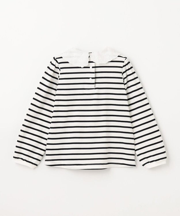 ANY KIDS 【チェリーベリーシリーズ】刺繍 ブラウス ホワイト×ブラックボーダー