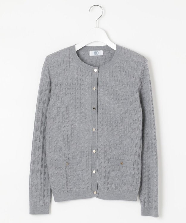 J.PRESS LADIES 【洗える】KNIT BASIC ミディ丈 カーディガン ライトグレー系