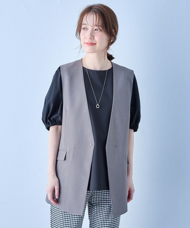 ANY L 【セットアップ可能/ストレッチ】イージーケアジレ グレー