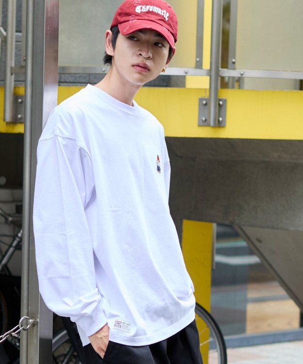 WEGO 【ユニセックス着用ITEM/MLサイズ展開】別注VISIONベアワンポイントT（LS） ホワイト