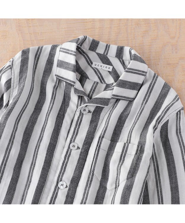 UCHINO マシュマロガーゼシックシンストライプメンズパジャマ ダークブルー