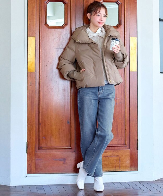 Tiaclasse 袖口リブデザインシームレスダウン モカ