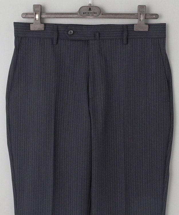 GOTAIRIKU 【オールシーズン対応】ALL SEASON 2WAY STRETCH スーツ グレー系1(グレー×細ブルーストライプ)