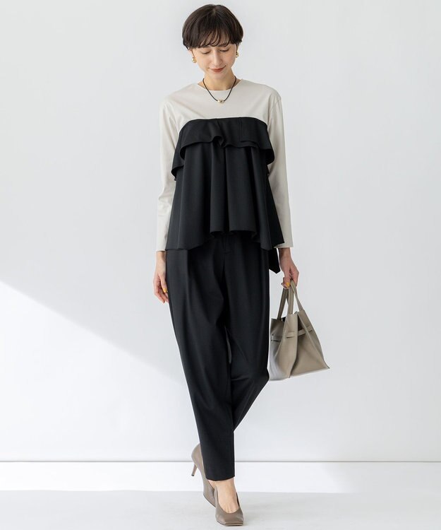 23区 L 【洗える】ライトクロスビスチェコンビ ジャージー カットソー ブラック系