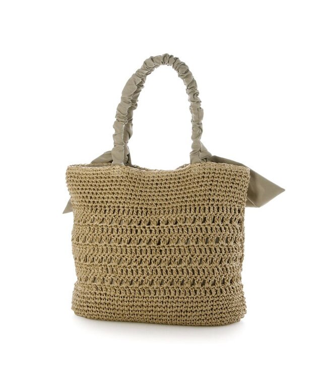 UNBILLION カシュカシュ cachecache / 下がりリボン柄編みトート カゴバッグ オーク