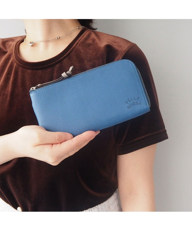 PELLE BORSA L字ファスナーコンパクト長財布 Very Goods ベリーグッズ 7204 ブルー