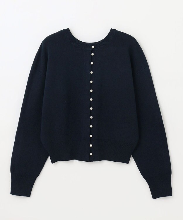 ANY 【前後着用可能/洗濯機可】２WAYパールニットカーディガン ネイビー