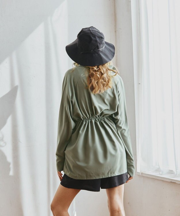 San-ai Resort（三愛水着楽園） 【WEB限定】5点セット バケットハット付きUVカット リブタンキニ+ラッシュガードセット水着【BeachQueen(ビーチクイーン）】 カーキー