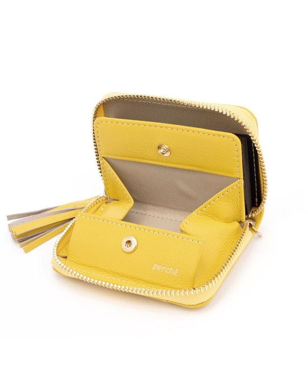 UNBILLION ペルケ perche / ドット型押し・ジャバラチャームウォレットショルダー イエロー