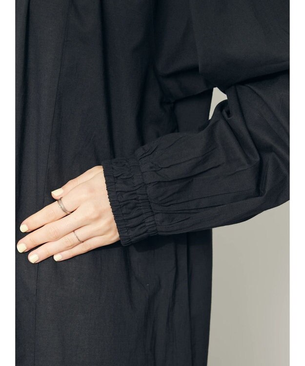 CRAFT STANDARD BOUTIQUE インド綿フリル衿ワンピース Black