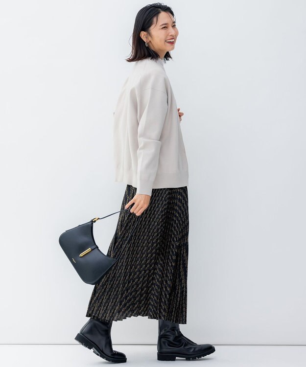 23区 【洗える】Ratti チェーンモチーフ プリーツスカート ブラックプリント