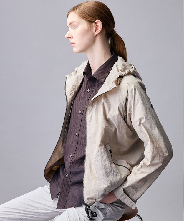 JOSEPH ABBOUD MOUNTAIN 【ナチュラルカラー/ストレッチ】ナイロンコンビガーメントダイパーカー ライトグレー系