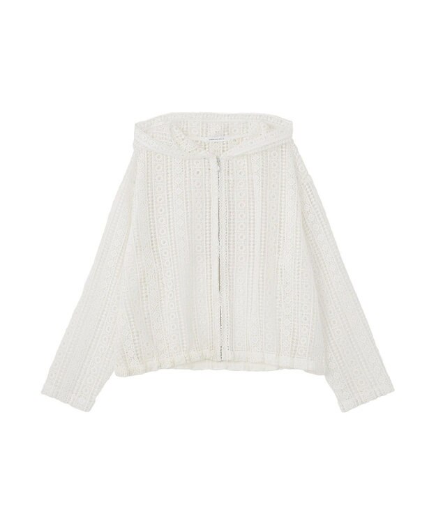 AMERICAN HOLIC 【先行予約】幾何学レースフードシャツ Off White
