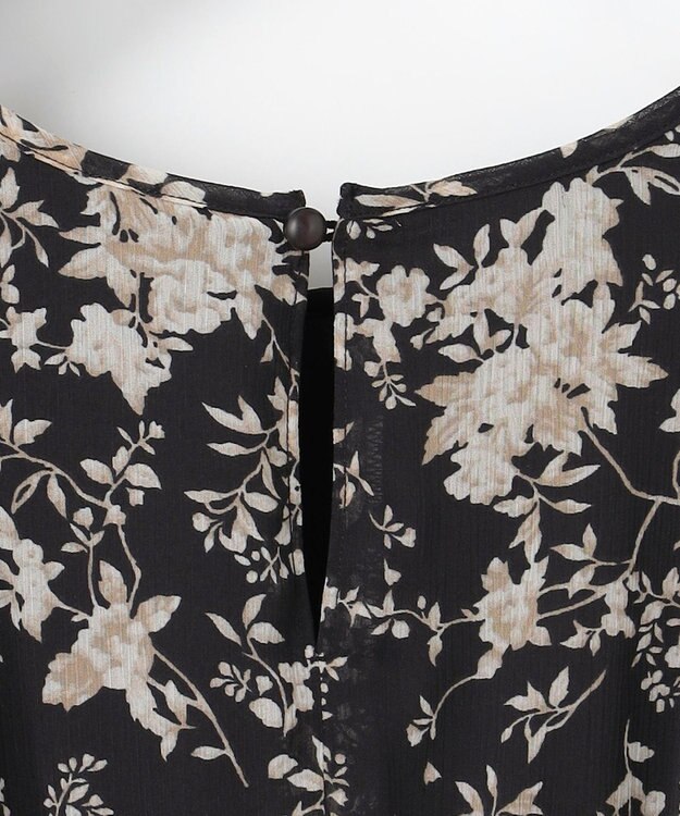 ANY SIS 【洗える】シアーパターン ワンピース ブラック花柄